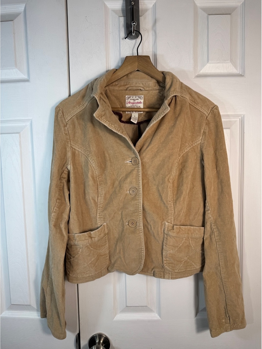 Aeropostale Women's Beige Corduroy Button-Up Jacket Size Large